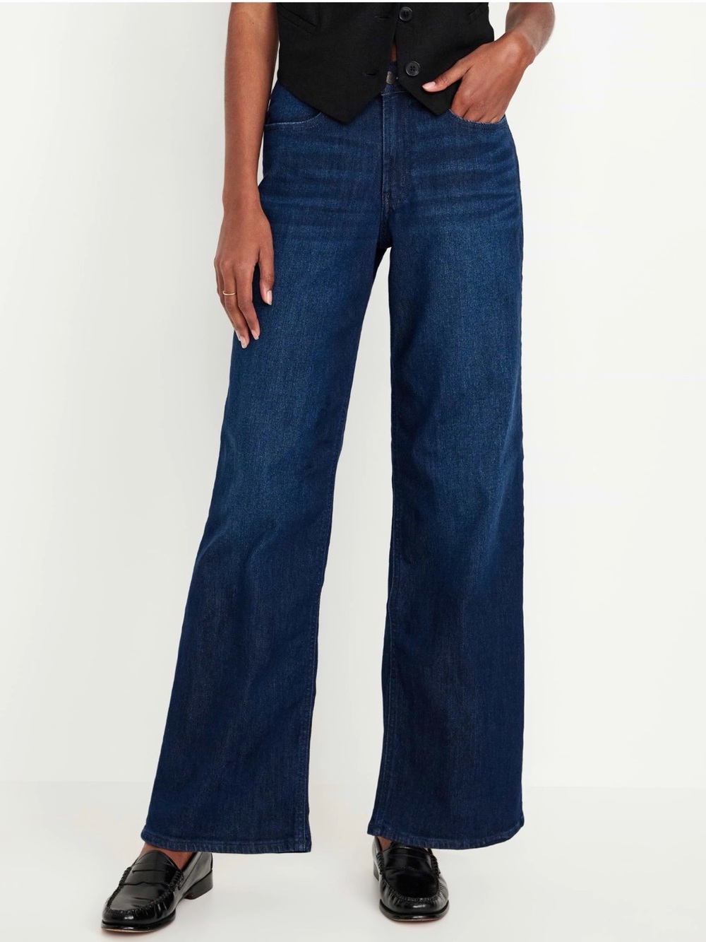 Old Navy Navy Blue Women's Flare Jeans high waisted wow wide-leg jeans